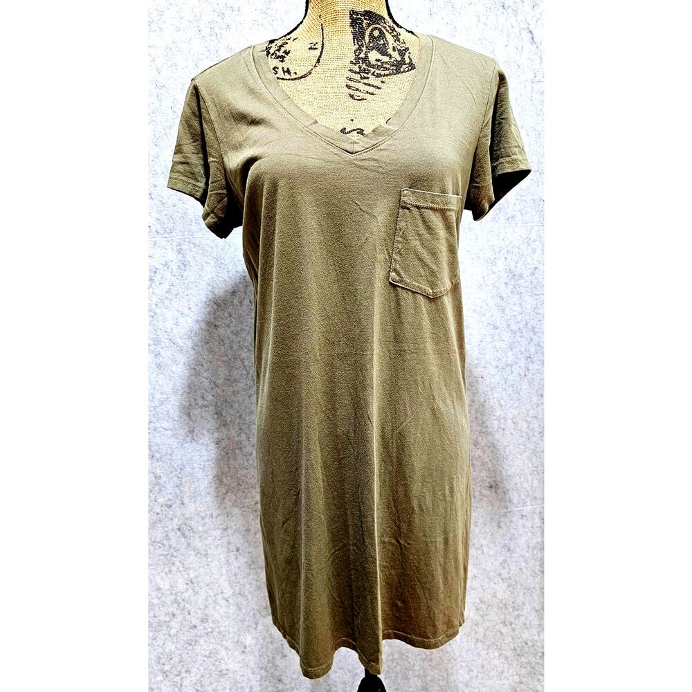 Michael Stars T-Shirt Dress Cotton Modal Short Sleeve Green 33 in Sz L